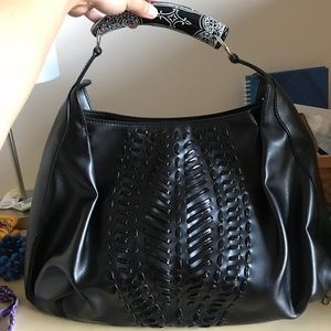 Silvio Tossi Authentic Black Leather Handbag NWOT